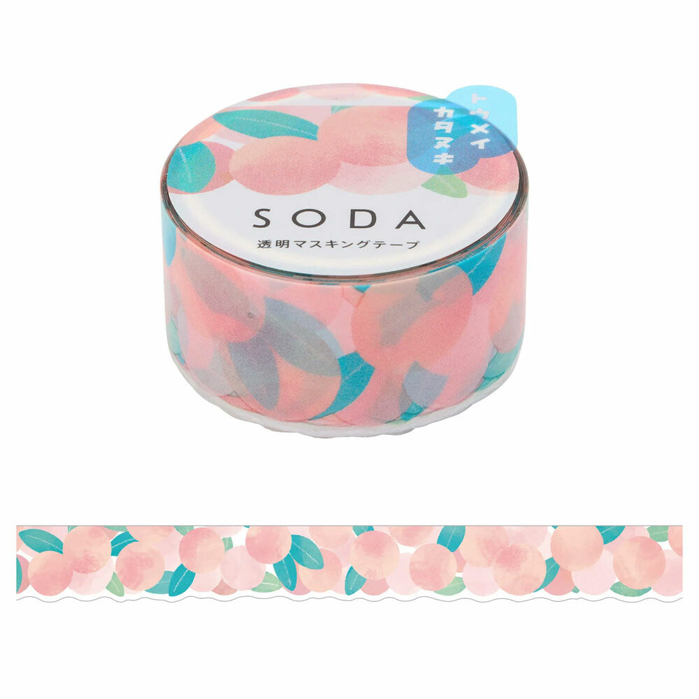 King Jim HITOTOKI SODA Clear Washi Tape – Peach 20mm