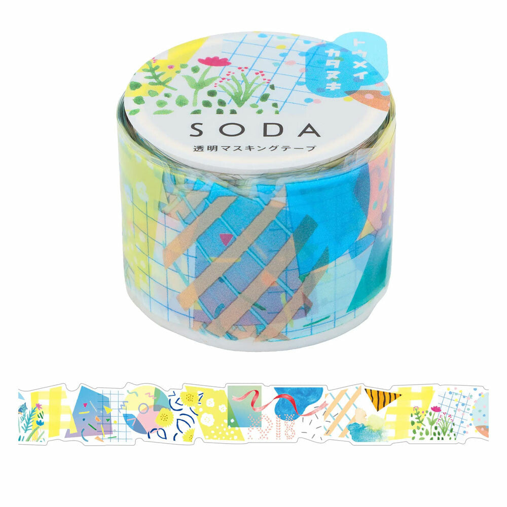 King Jim HITOTOKI SODA Clear Washi Tape – Collage 30mm