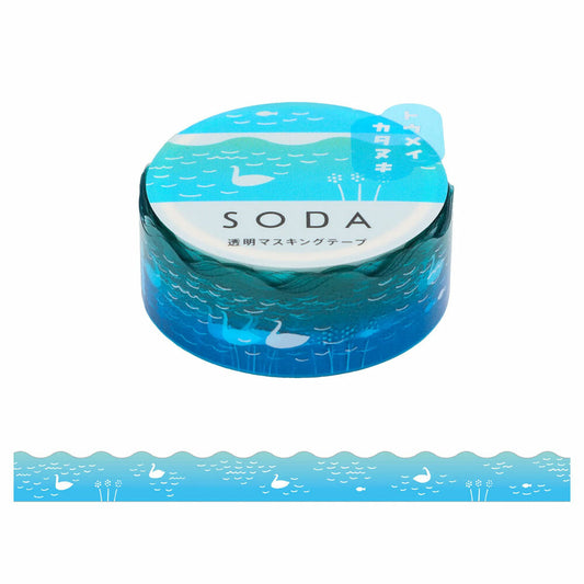 King Jim HITOTOKI SODA Clear Washi Tape – Swan 15mm